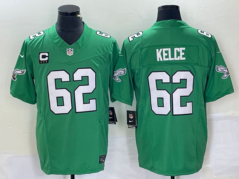 Men Philadelphia Eagles 62 Kelce Green Nike Throwback Player Game NFL Jerseys